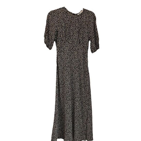 Zara Woman Midi Dress Short Puff Sleeves Viscose Boho Style Floral NEW Sz XS - Picture 1 of 6